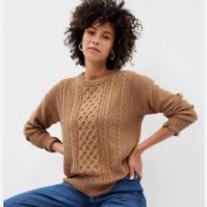 J.Crew Womens Brown Tan Cable Knit Rollneck Sweater Supersoft Size Small